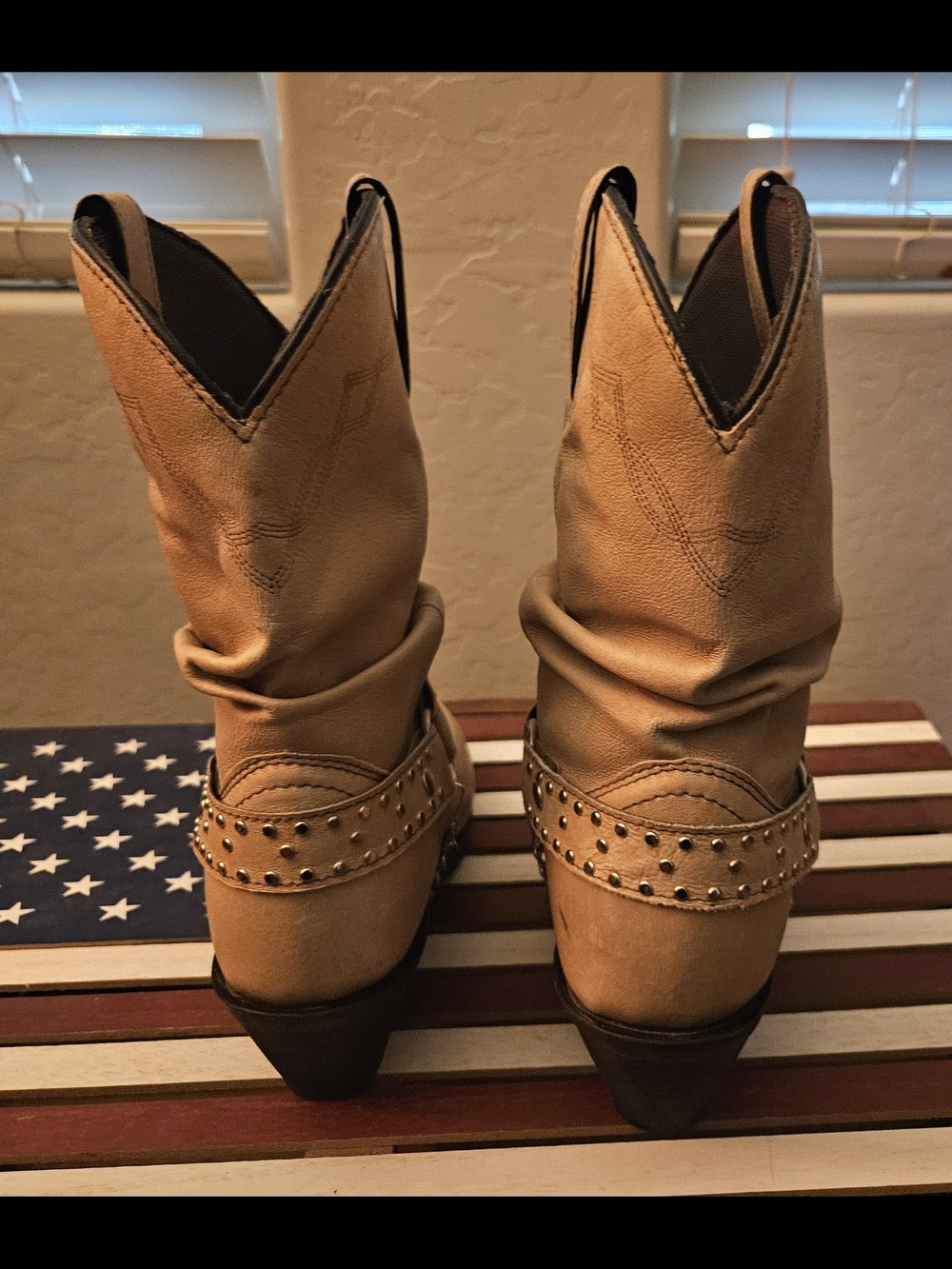 Shyanne- Studded Tan Western Heeled Boots for Women - Picture 3 of 4
